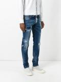 Slim bleached patchwork jeans