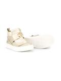 metallic hi-top sneakers