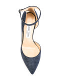 ankle strap denim pumps