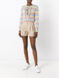 ruffled trim striped sweatshirt 