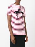 flamingo print striped T-shirt