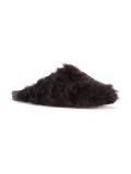 textured fur flat mules