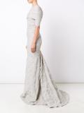 off-the-shoulder jacquard gown