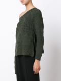 off-shoulder cable knit jumper