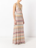 patterned deep V-neck dress