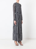 tier panelled, polka dot print, tie waist dress