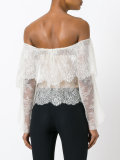 lace off-shoulder bow blouse