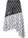 Fishnet Print Asymmetric Silk Skirt