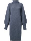 raw edge 'funnel neck' dress