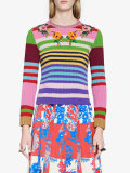 embroidered multicolour knit top