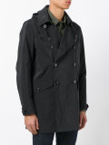 hooded double breasted coat