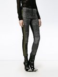 lurex and leather panel trousers