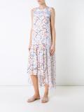 pleated trim printed dress