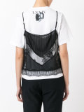 printed lace detail T-shirt