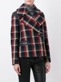 double-breasted checked jacket