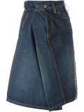 draped A-line denim skirt