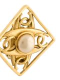 CC logo pearl clip-on arrings