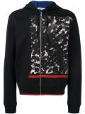 leopard print panel hoodie