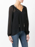 sheer open neck blouse