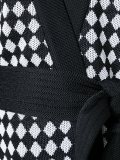 checked belted cardigan
