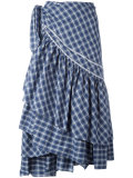 check ruffled skirt