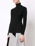 ruffle neck fine knit jumper