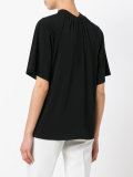 keyhole cutout draped blouse