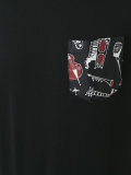musical instrument print chest pocket T-shirt