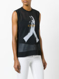 mesh overlay sleeveless top