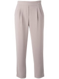pleated front cropped trousers