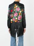 floral embroidered long bomber jacket