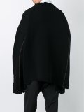 V-neck frayed poncho