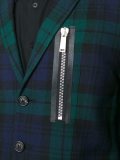 mixed material tartan bomber