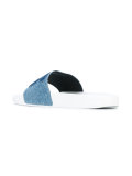 denim slider sandals