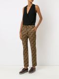 printed straight cropped trousers