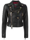 quilted detail biker jacket