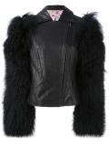 shearling sleeve biker jacket