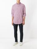 button collar checked shirt