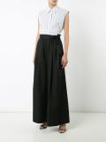 Striped Sleeveless Lace Back衬衫