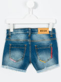 beaded pockets denim shorts 