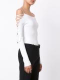 lace-up detailing boatneck bodysuit