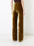 metallic flared trousers