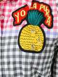 embroidered patch checked dress