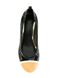 rounded block heel pumps