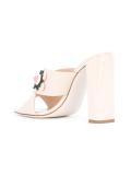 flower appliqué crossover sandals