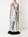 foliage print halterneck dress