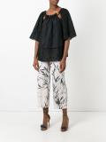 leaves print cropped trousers
