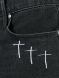 cross print detail slim-fit jeans