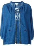 lace-up denim blouse
