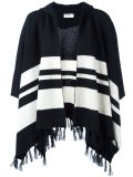 striped fringed cape coat